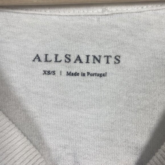 All Saints Logo T Shirt Mens S White Short Sleeve Crewneck Spell Out Cotton Roll - Picture 5 of 13